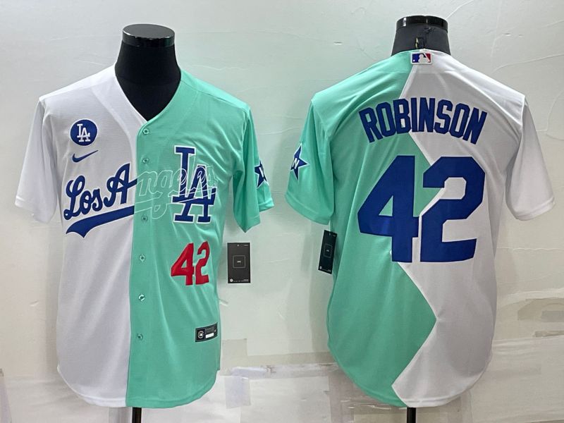 Men Los Angeles Dodgers #42 Robinson green white Nike 2022 MLB Jersey